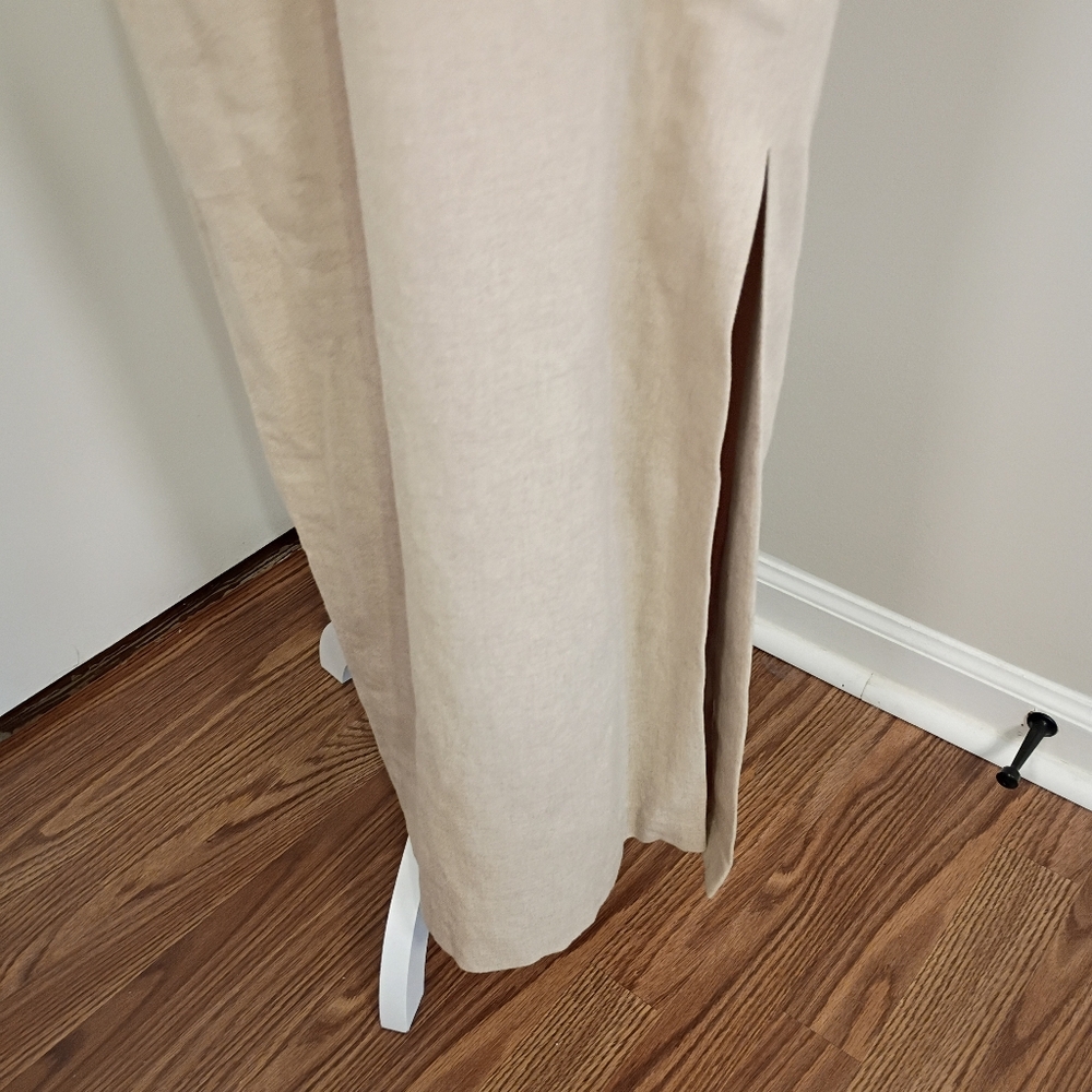 David Warren Beige Qpao Cheongsam with Pankou Linen Blend Women Dress Size 14 - Picture 5 of 11